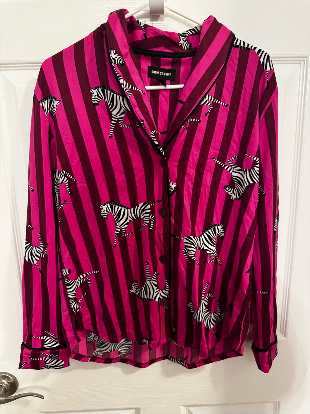 Zebra-Print Magenta Stripe Pajama Set - Relaxed Two-Piece - Picture 2 of 6